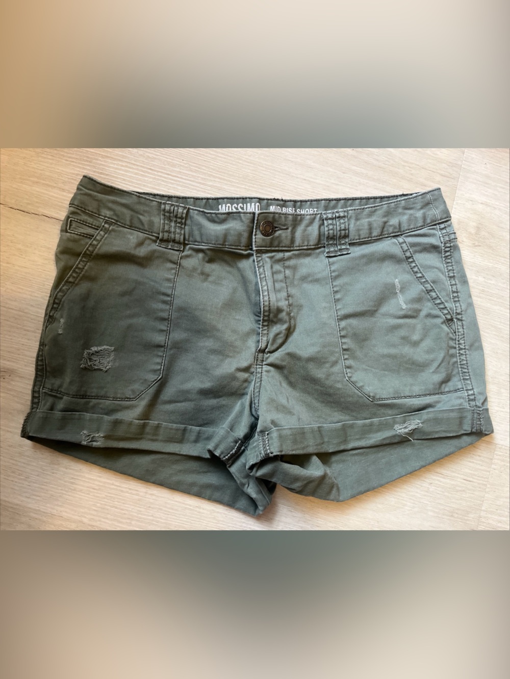 Mossimo Supply Co. 2” Olive Green Distressed Denim Shorts